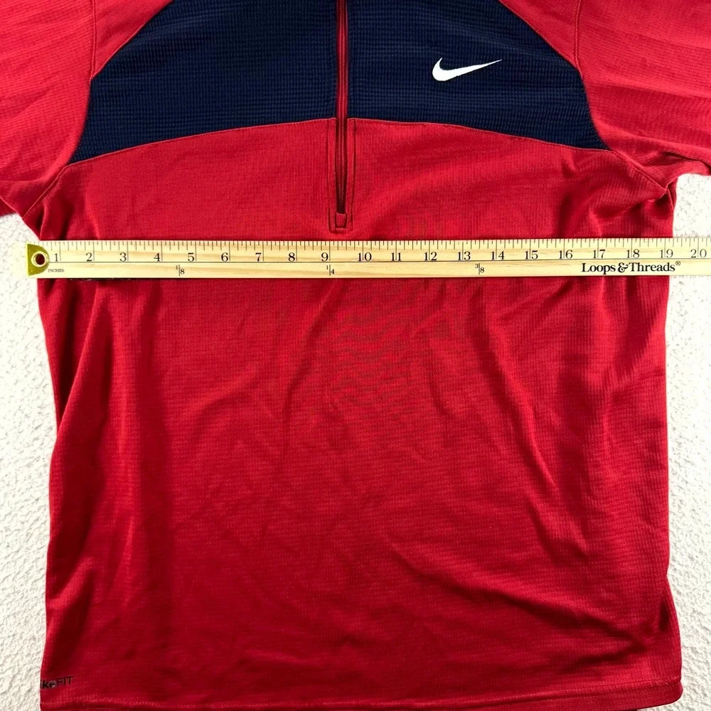 Nike Pullover Mens XL Red Fit Dry 1/4 Zip Waffle Knit Athleisure Performance